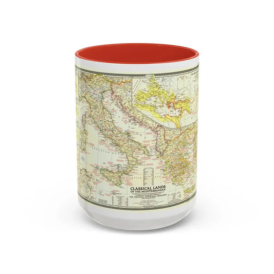 Mediterranean - Classical Lands (1949) (Map) Accent Coffee Mug 15oz Red - Go Mug Yourself