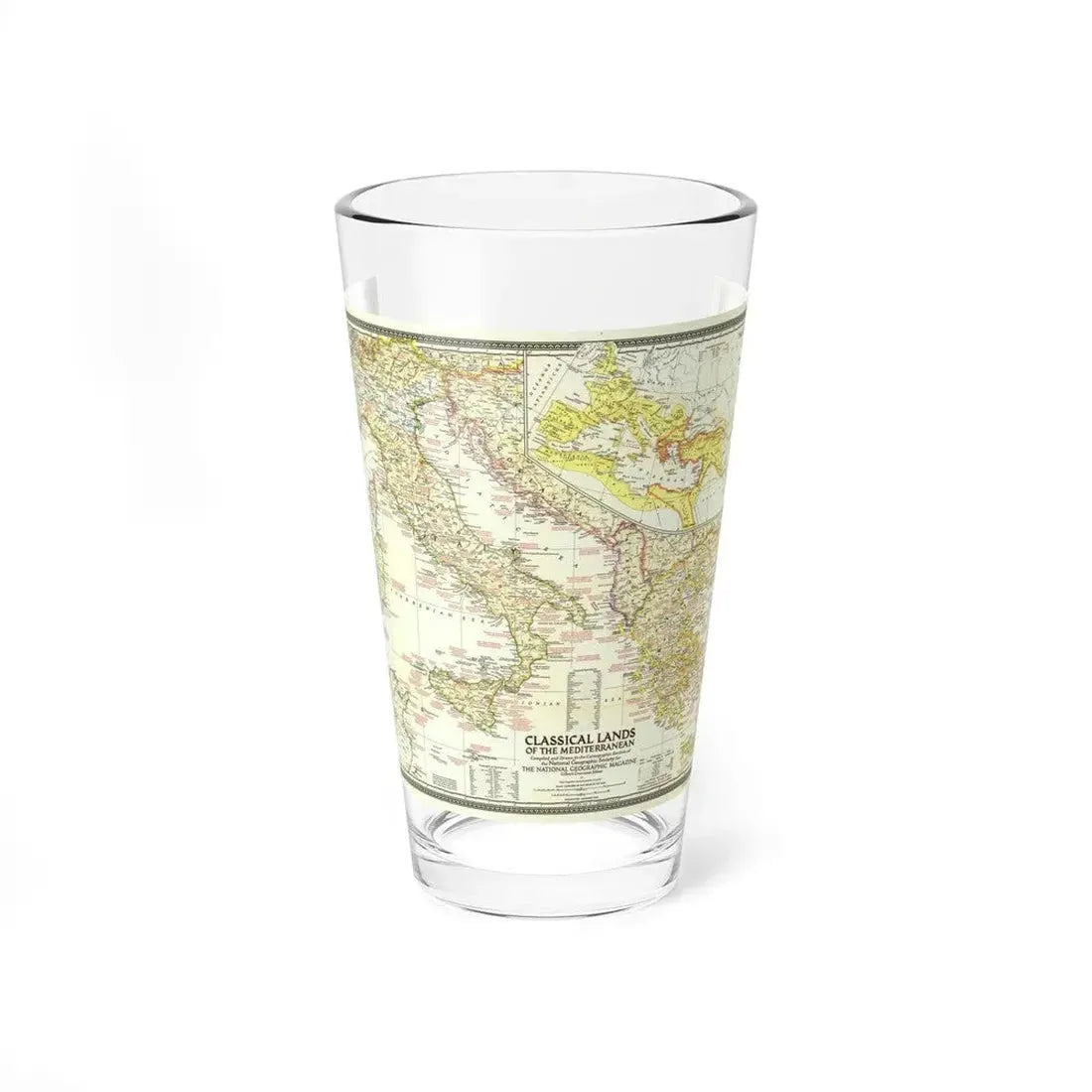 Mediterranean - Classical Lands (1949) (Map) Pint Glass 16oz - Go Mug Yourself