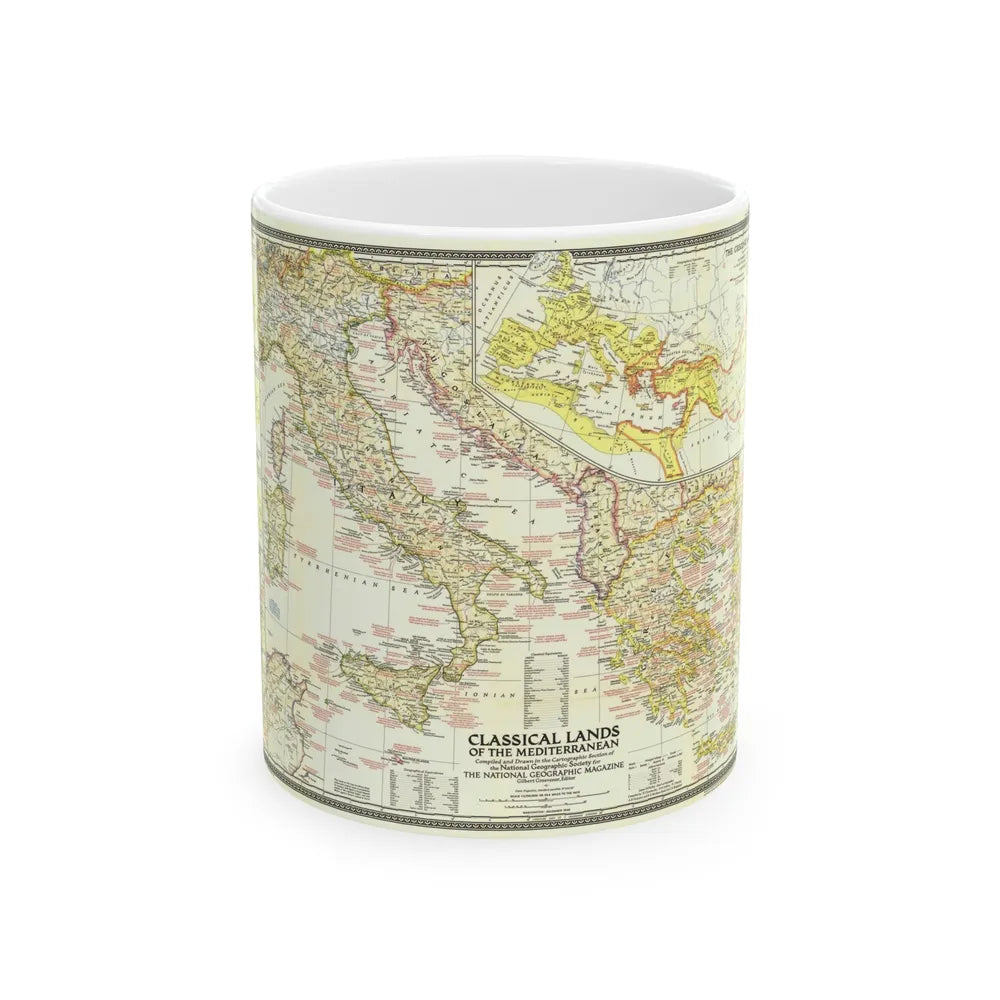 Mediterranean - Classical Lands (1949) (Map) White Coffee Mug-11oz-Go Mug Yourself