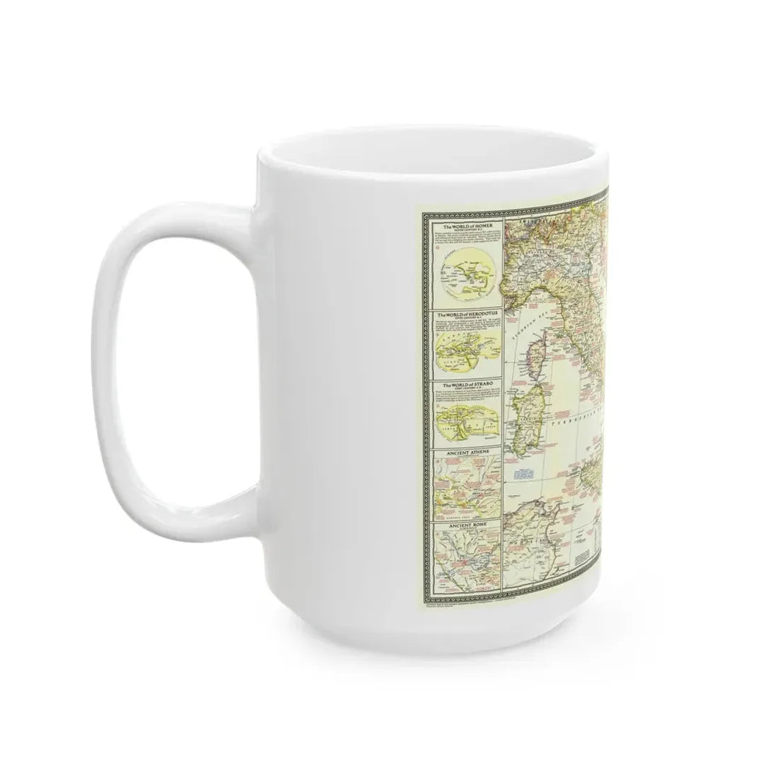 Mediterranean - Classical Lands (1949) (Map) White Coffee Mug - Go Mug Yourself