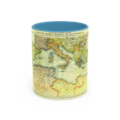Mediterranean - Countries Bordering the (1912) (Map) Accent Coffee Mug 11oz Light Blue - Go Mug Yourself