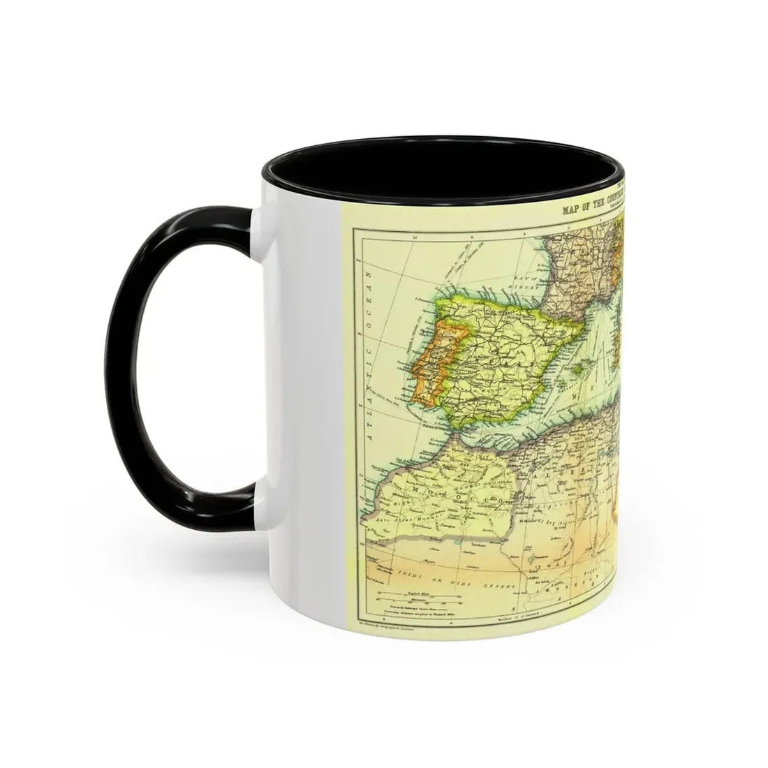 Mediterranean - Countries Bordering the (1912) (Map) Accent Coffee Mug - Go Mug Yourself