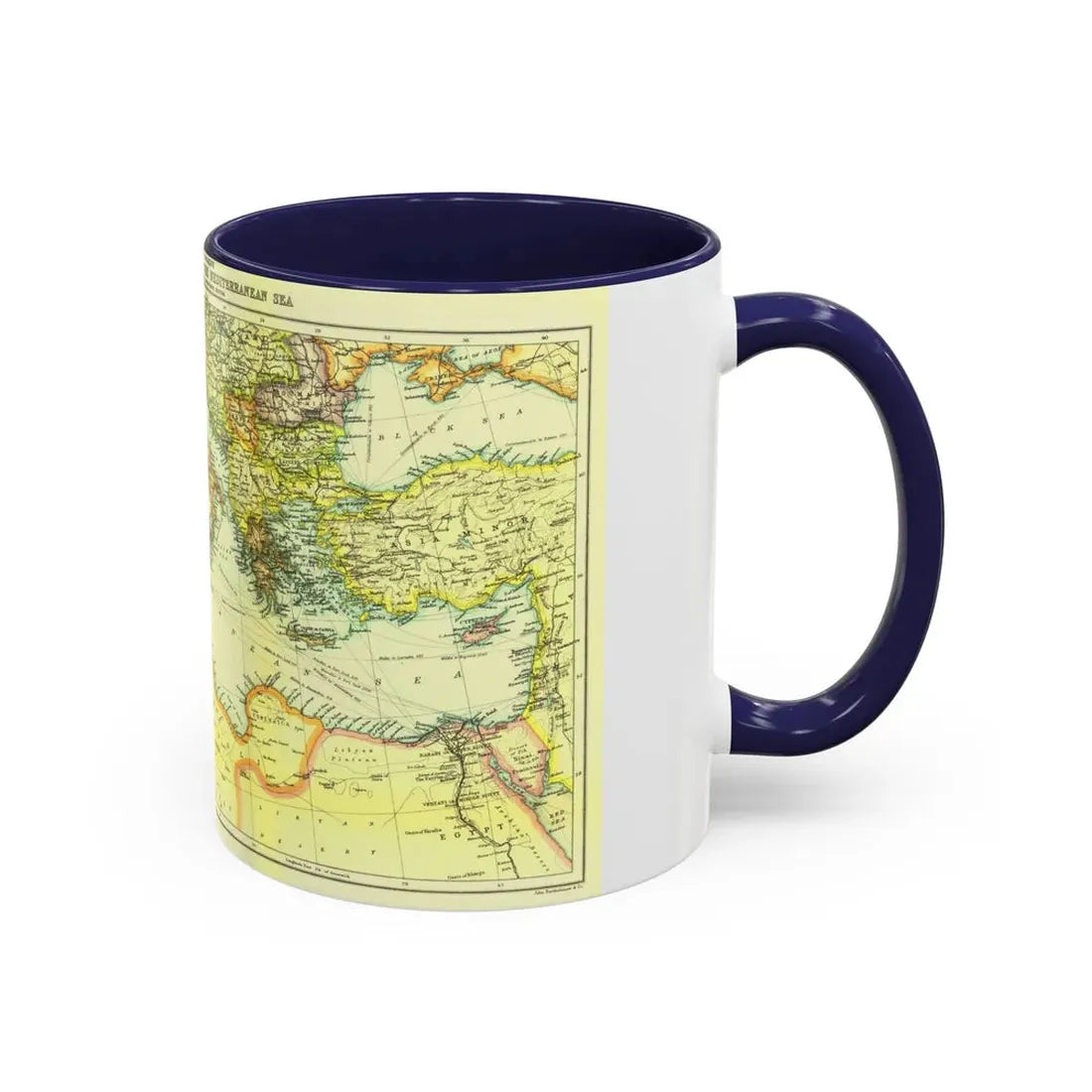 Mediterranean - Countries Bordering the (1912) (Map) Accent Coffee Mug - Go Mug Yourself
