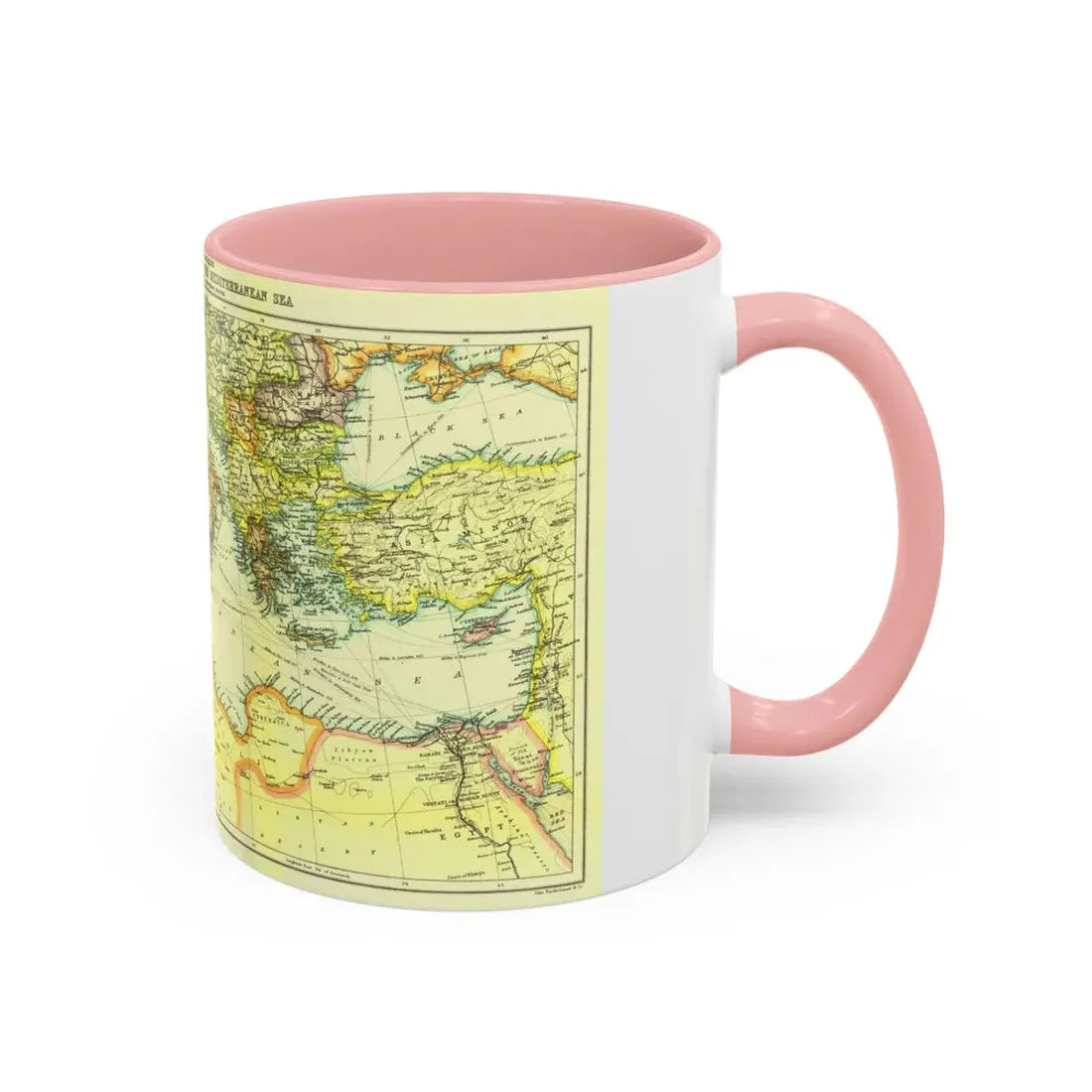 Mediterranean - Countries Bordering the (1912) (Map) Accent Coffee Mug - Go Mug Yourself