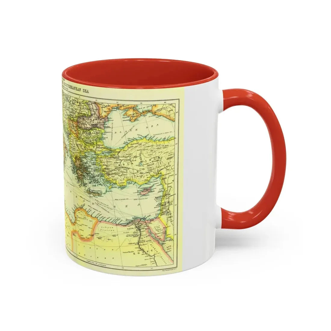 Mediterranean - Countries Bordering the (1912) (Map) Accent Coffee Mug - Go Mug Yourself