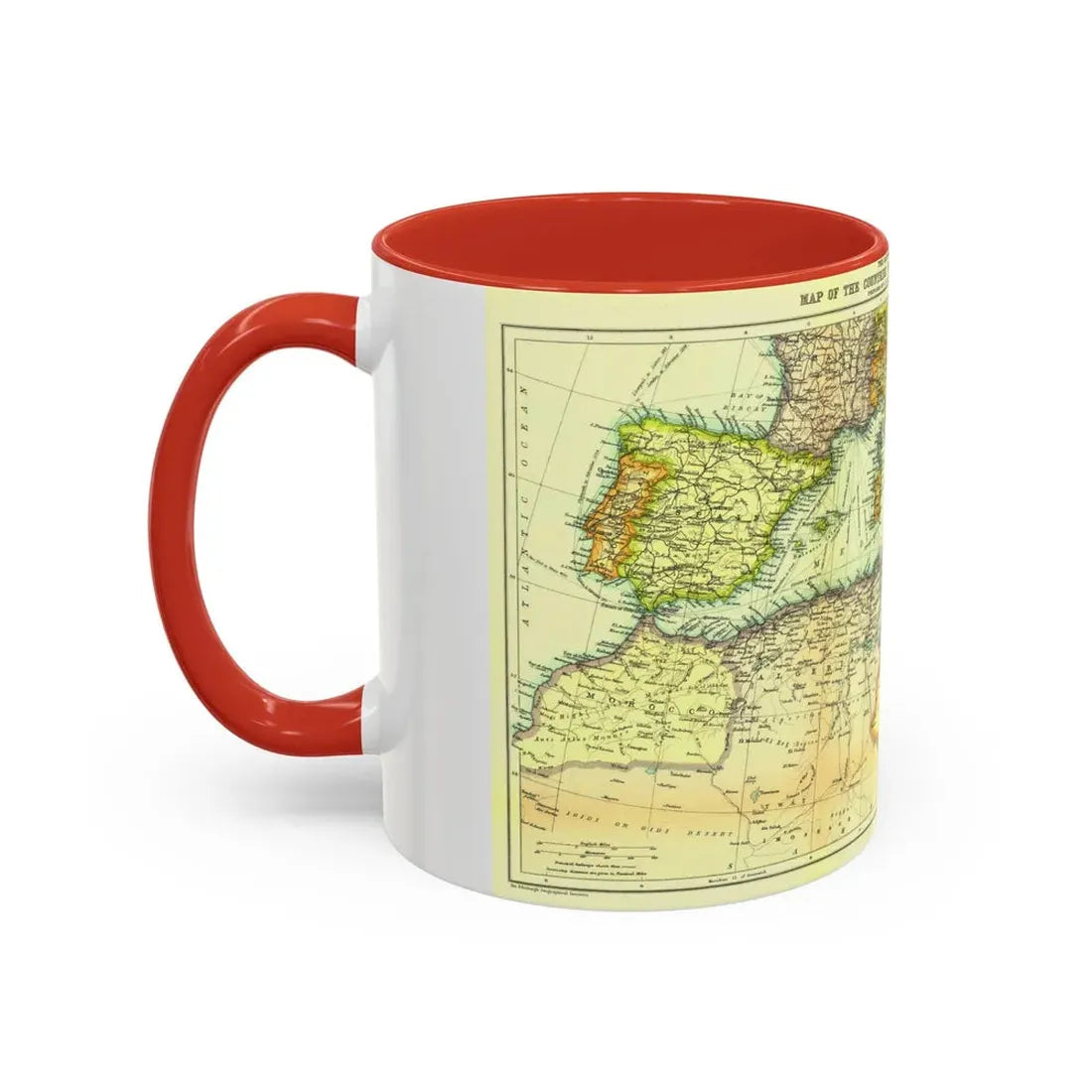 Mediterranean - Countries Bordering the (1912) (Map) Accent Coffee Mug - Go Mug Yourself