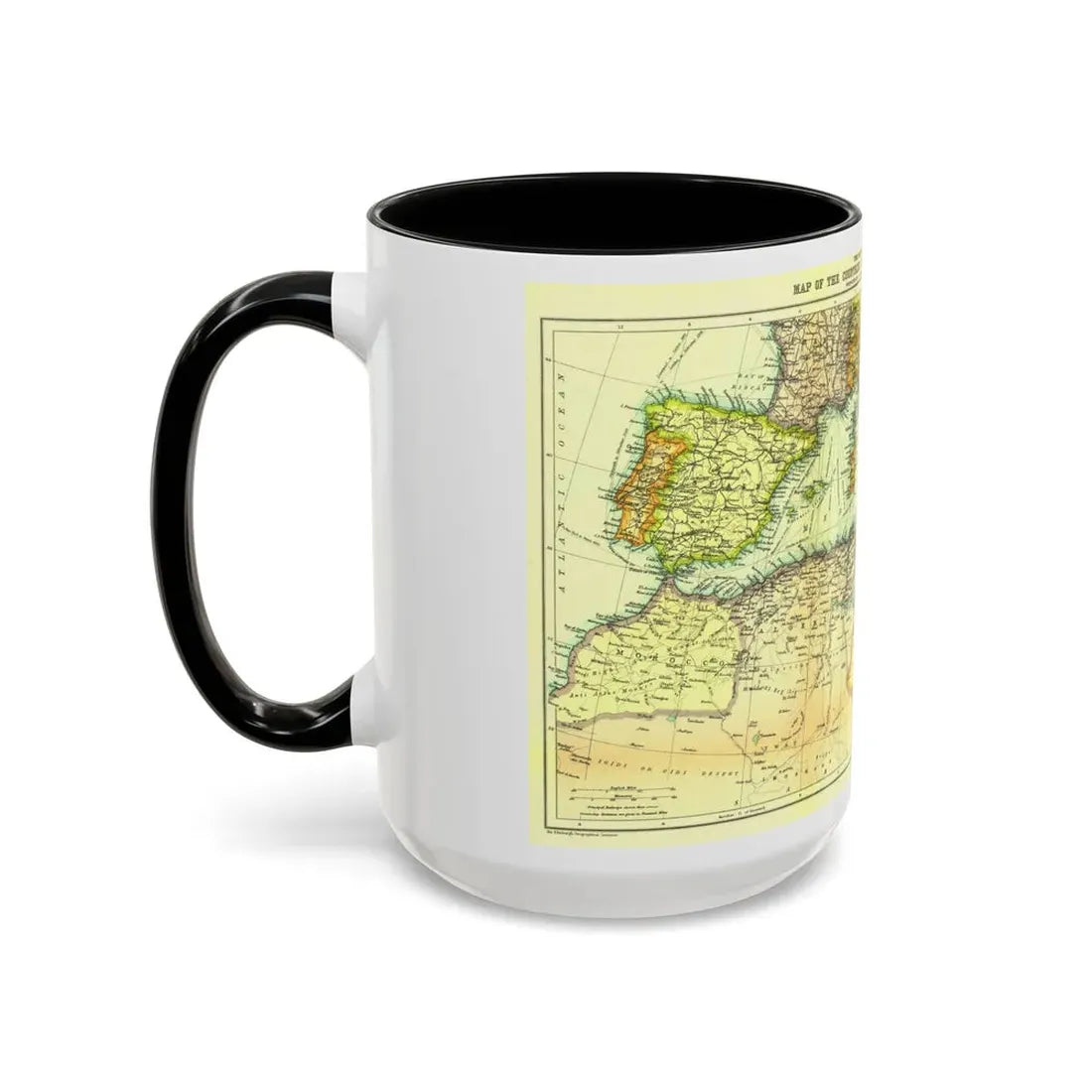 Mediterranean - Countries Bordering the (1912) (Map) Accent Coffee Mug - Go Mug Yourself