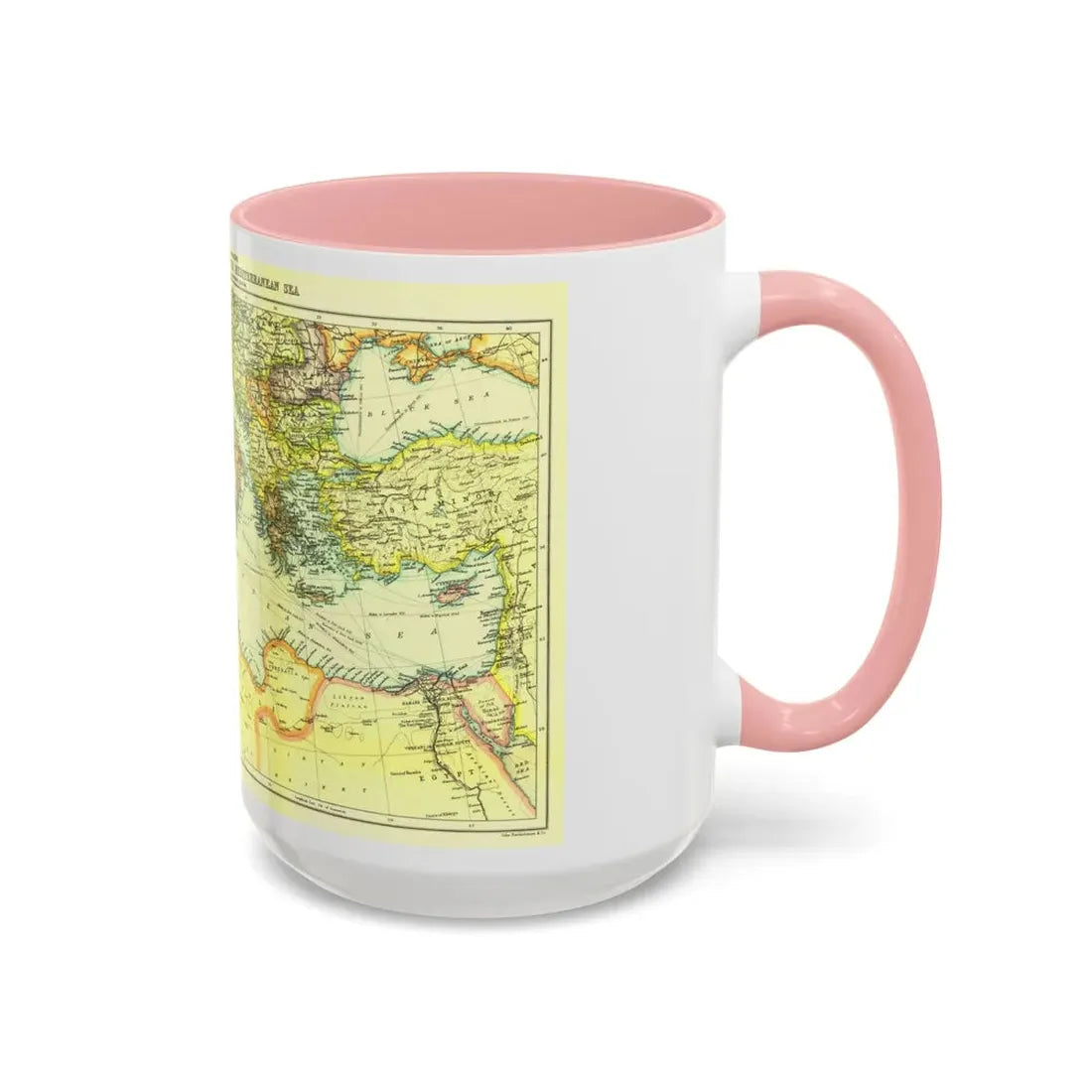 Mediterranean - Countries Bordering the (1912) (Map) Accent Coffee Mug - Go Mug Yourself