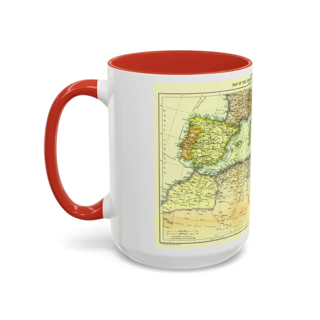 Mediterranean - Countries Bordering the (1912) (Map) Accent Coffee Mug - Go Mug Yourself