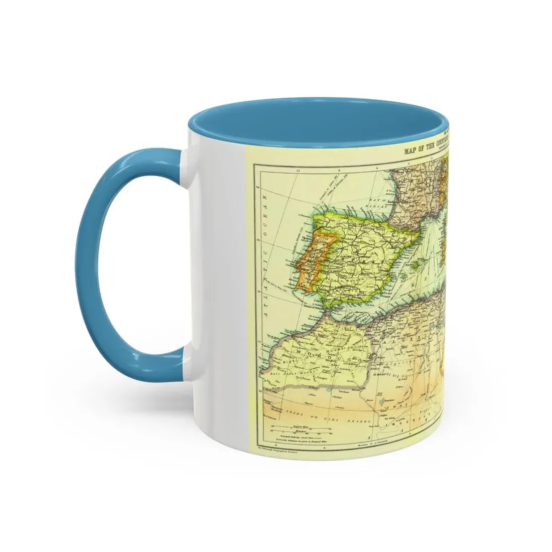 Mediterranean - Countries Bordering the (1912) (Map) Accent Coffee Mug - Go Mug Yourself