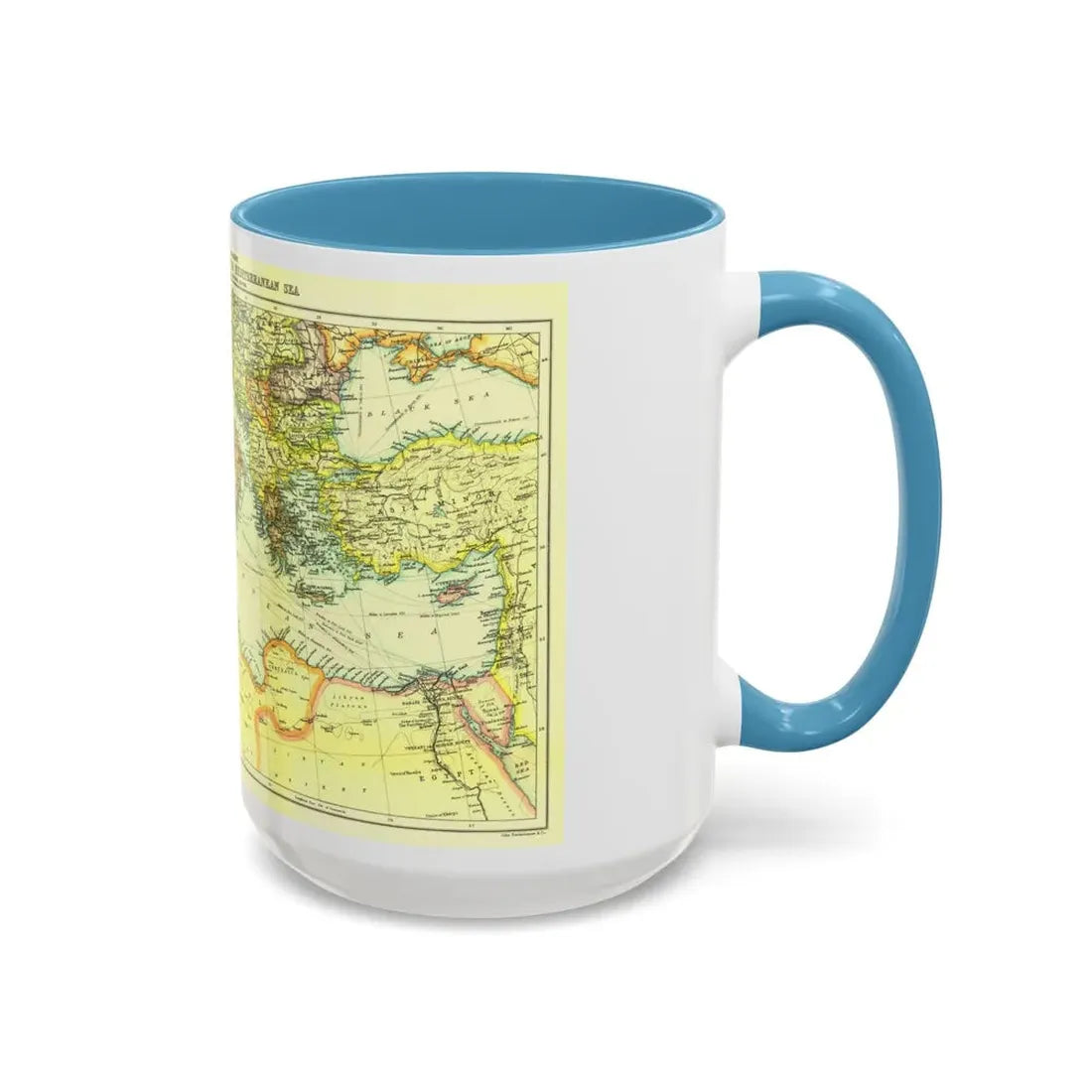 Mediterranean - Countries Bordering the (1912) (Map) Accent Coffee Mug - Go Mug Yourself