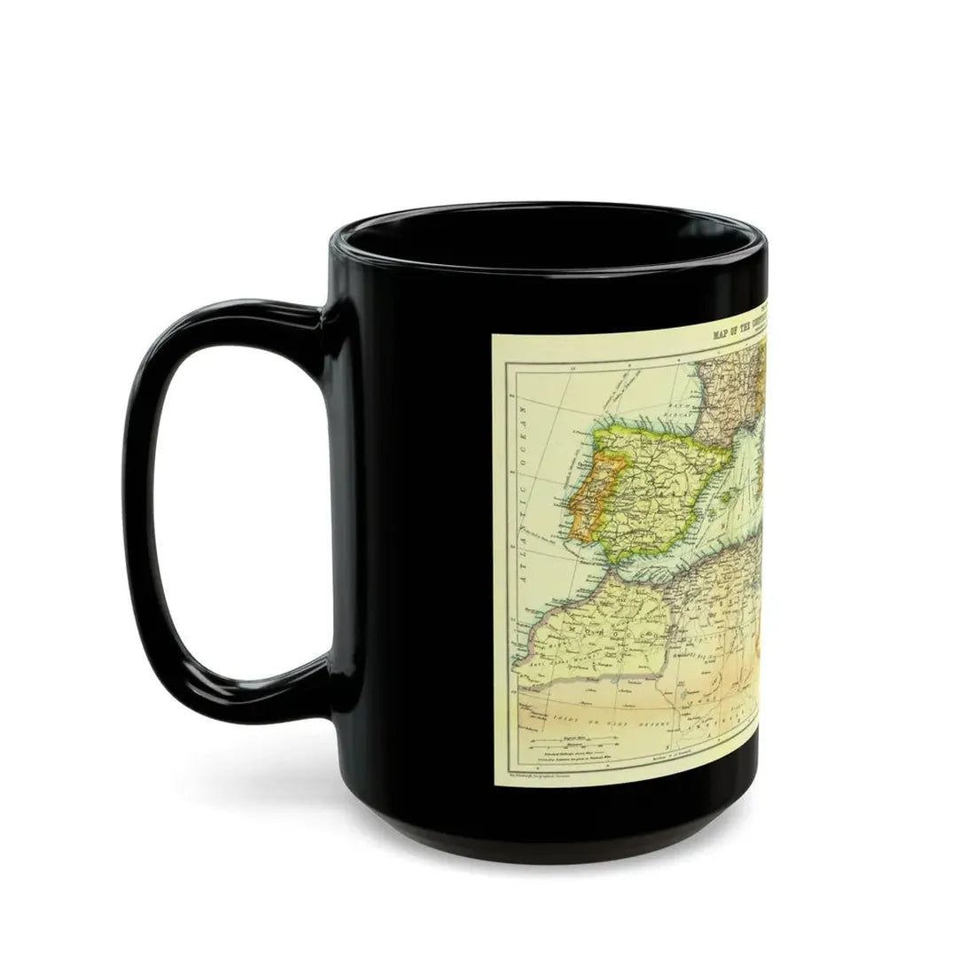 Mediterranean - Countries Bordering the (1912) (Map) Black Coffee Mug - Go Mug Yourself