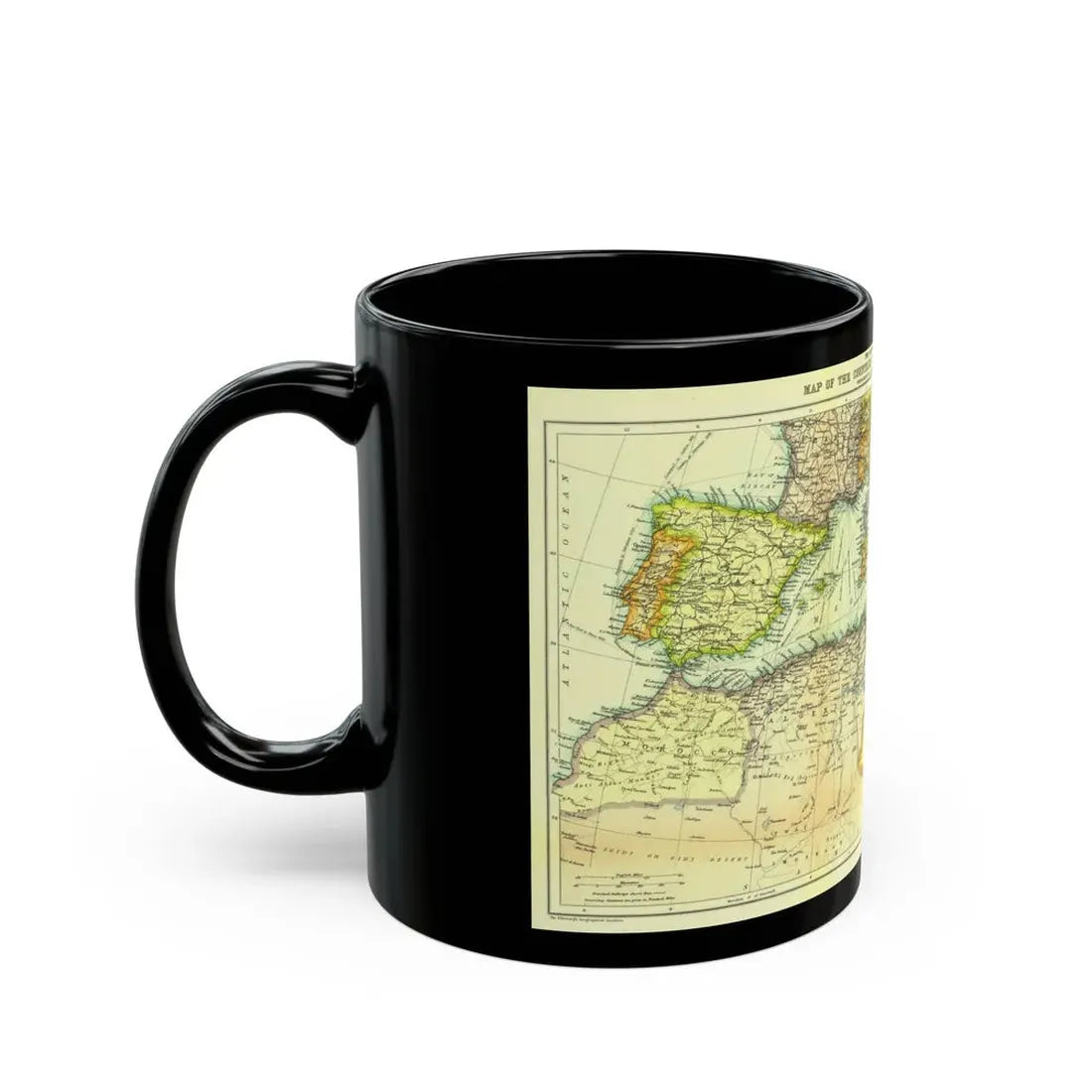 Mediterranean - Countries Bordering the (1912) (Map) Black Coffee Mug - Go Mug Yourself