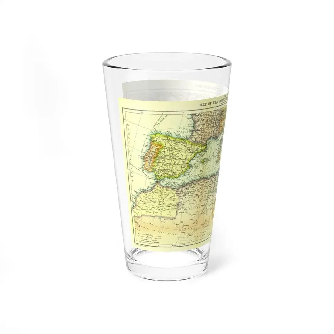Mediterranean - Countries Bordering the (1912) (Map) Pint Glass 16oz - Go Mug Yourself