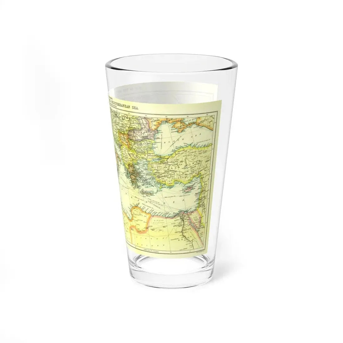 Mediterranean - Countries Bordering the (1912) (Map) Pint Glass 16oz - Go Mug Yourself