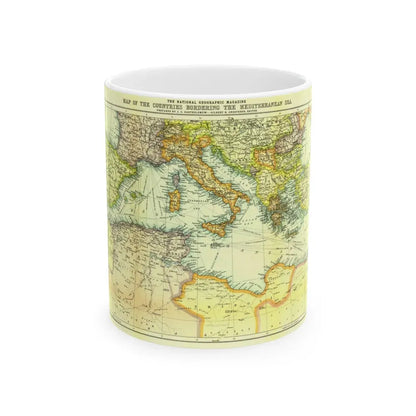 Mediterranean - Countries Bordering the (1912) (Map) White Coffee Mug 11oz - Go Mug Yourself