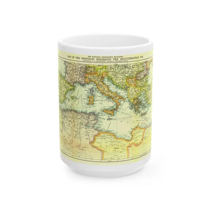 Mediterranean - Countries Bordering the (1912) (Map) White Coffee Mug 15oz - Go Mug Yourself