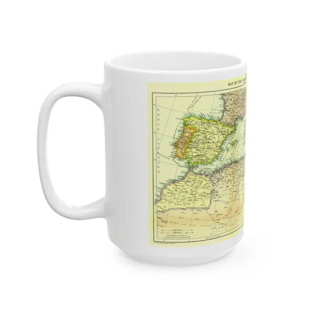 Mediterranean - Countries Bordering the (1912) (Map) White Coffee Mug - Go Mug Yourself