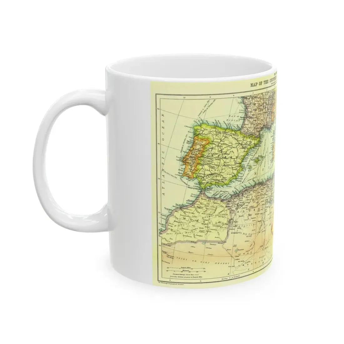 Mediterranean - Countries Bordering the (1912) (Map) White Coffee Mug - Go Mug Yourself