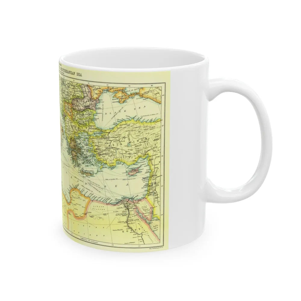 Mediterranean - Countries Bordering the (1912) (Map) White Coffee Mug-Go Mug Yourself