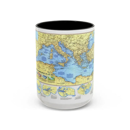 Mediterranean - Historic , 800 BC to AD 1500 (1982) (Map) Accent Coffee Mug 15oz Black - Go Mug Yourself