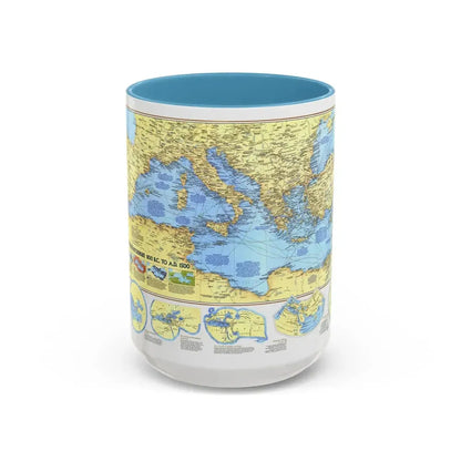 Mediterranean - Historic , 800 BC to AD 1500 (1982) (Map) Accent Coffee Mug 15oz Light Blue - Go Mug Yourself
