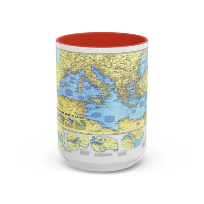 Mediterranean - Historic , 800 BC to AD 1500 (1982) (Map) Accent Coffee Mug 15oz Red - Go Mug Yourself