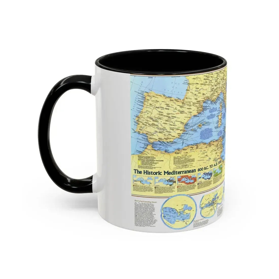 Mediterranean - Historic , 800 BC to AD 1500 (1982) (Map) Accent Coffee Mug - Go Mug Yourself