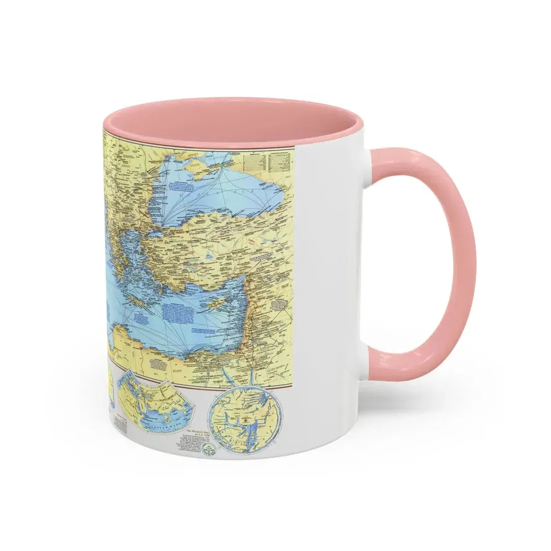 Mediterranean - Historic , 800 BC to AD 1500 (1982) (Map) Accent Coffee Mug - Go Mug Yourself