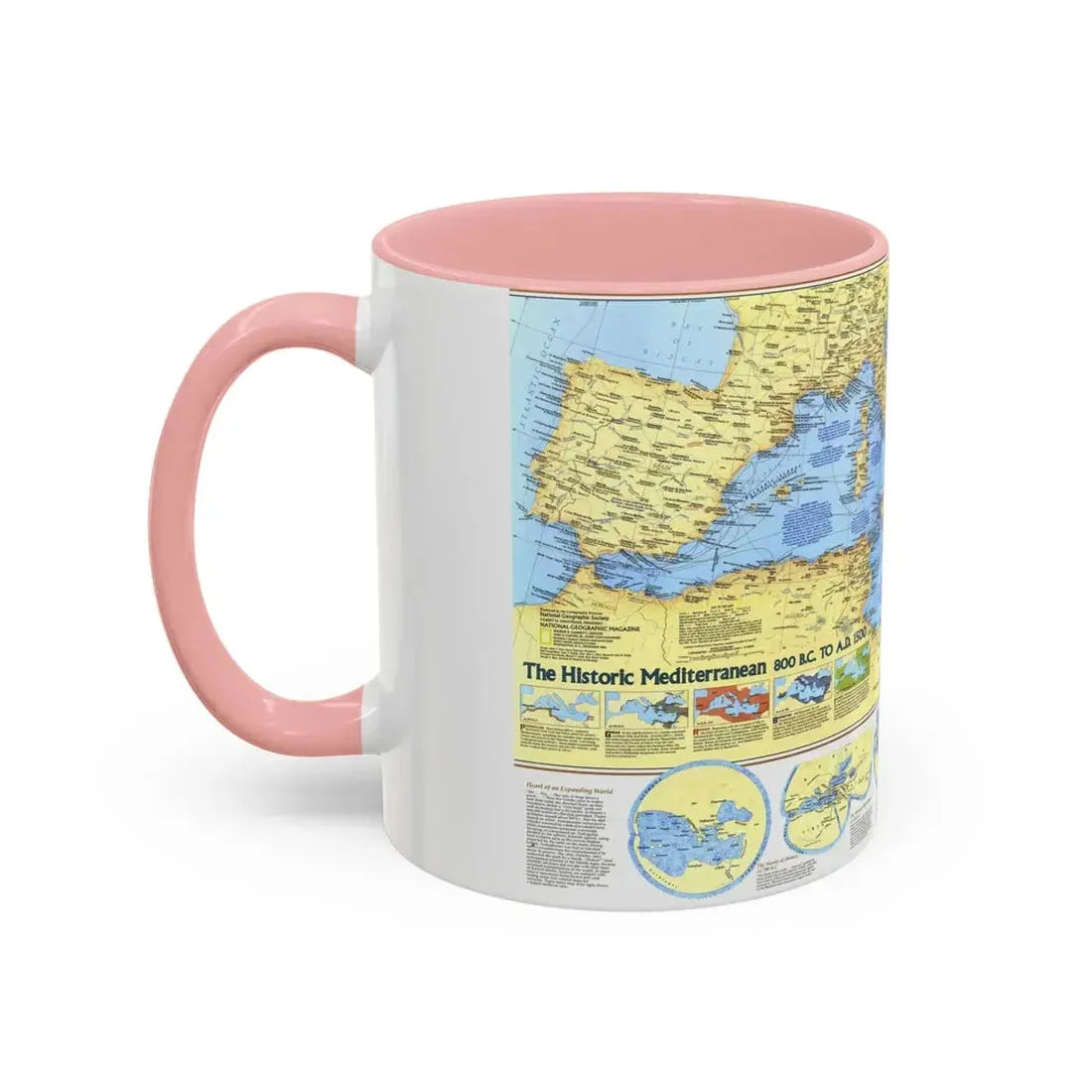 Mediterranean - Historic , 800 BC to AD 1500 (1982) (Map) Accent Coffee Mug - Go Mug Yourself