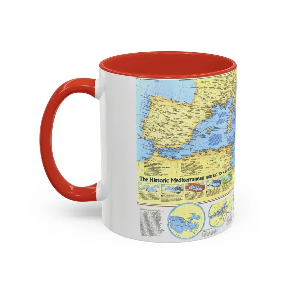 Mediterranean - Historic , 800 BC to AD 1500 (1982) (Map) Accent Coffee Mug - Go Mug Yourself