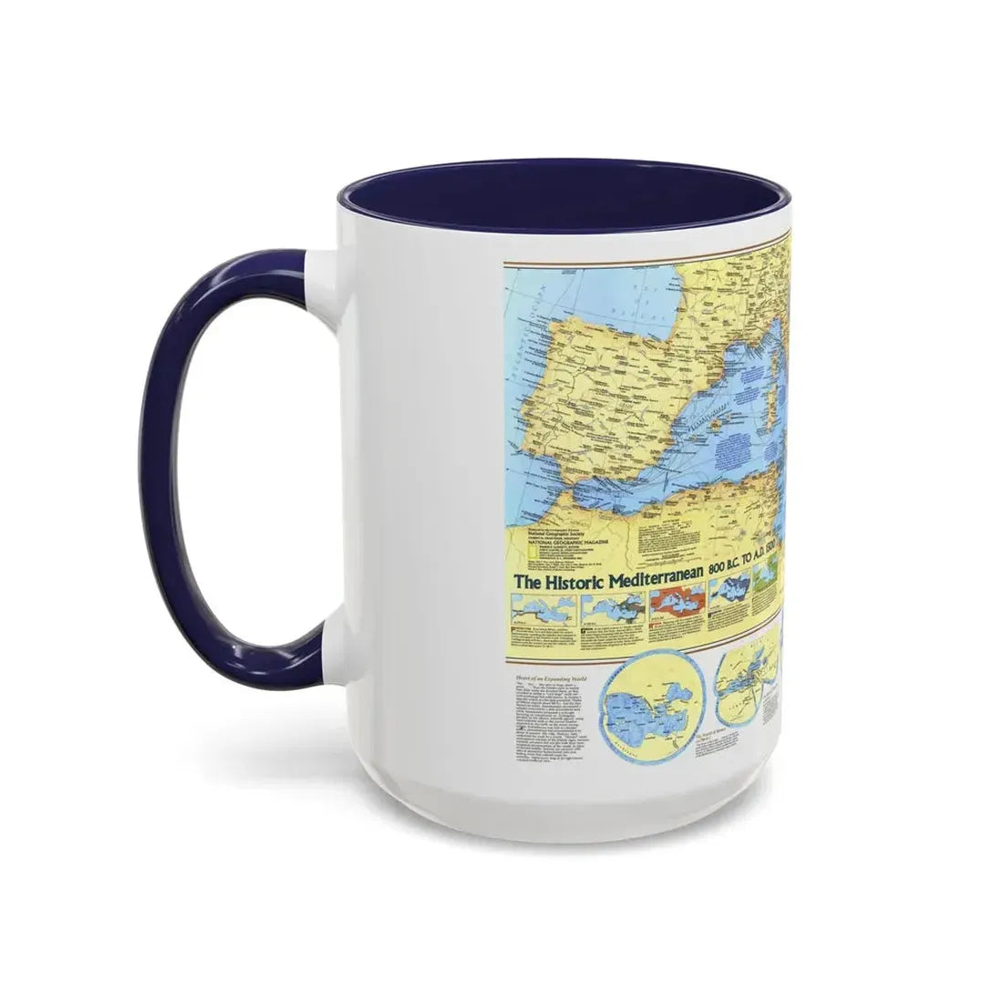 Mediterranean - Historic , 800 BC to AD 1500 (1982) (Map) Accent Coffee Mug - Go Mug Yourself