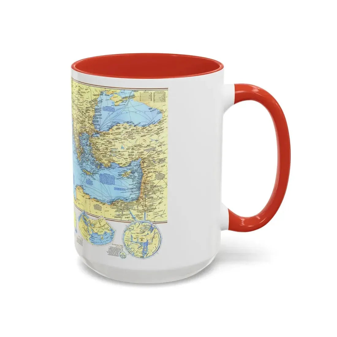 Mediterranean - Historic , 800 BC to AD 1500 (1982) (Map) Accent Coffee Mug - Go Mug Yourself