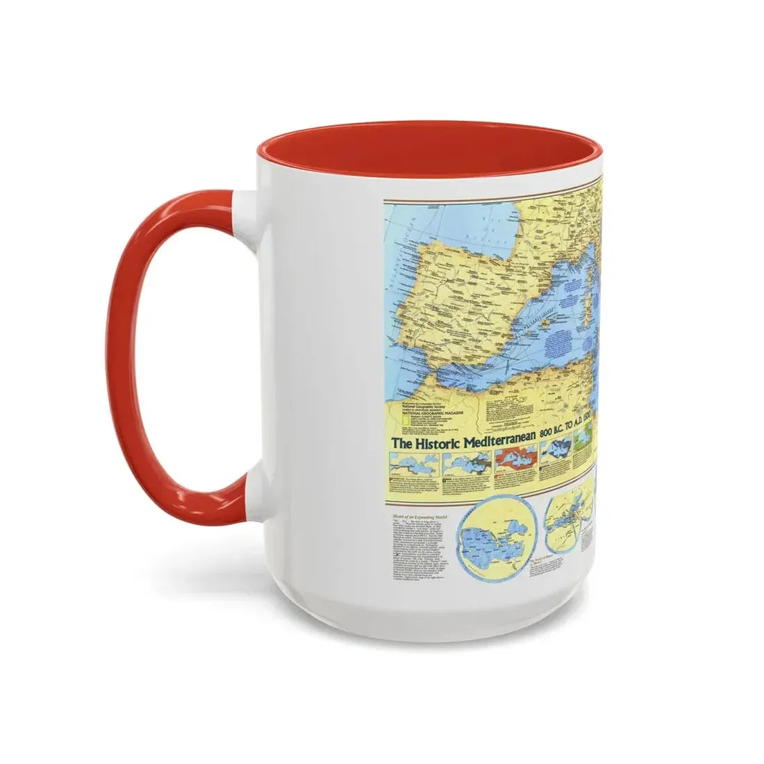 Mediterranean - Historic , 800 BC to AD 1500 (1982) (Map) Accent Coffee Mug - Go Mug Yourself