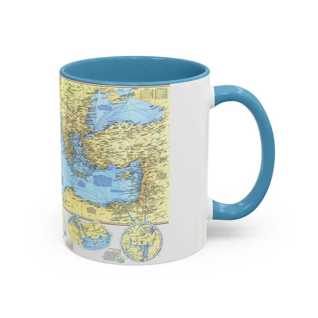 Mediterranean - Historic , 800 BC to AD 1500 (1982) (Map) Accent Coffee Mug - Go Mug Yourself