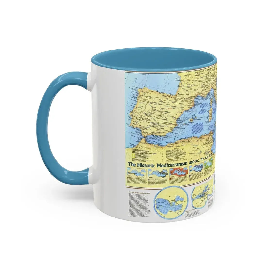 Mediterranean - Historic , 800 BC to AD 1500 (1982) (Map) Accent Coffee Mug - Go Mug Yourself