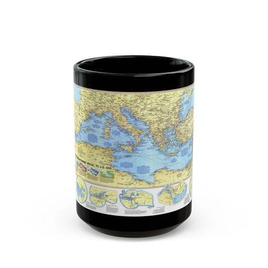 Mediterranean - Historic , 800 BC to AD 1500 (1982) (Map) Black Coffee Mug-15oz-Go Mug Yourself