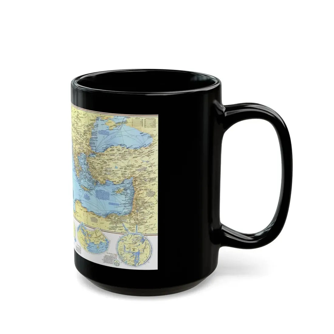 Mediterranean - Historic , 800 BC to AD 1500 (1982) (Map) Black Coffee Mug - Go Mug Yourself