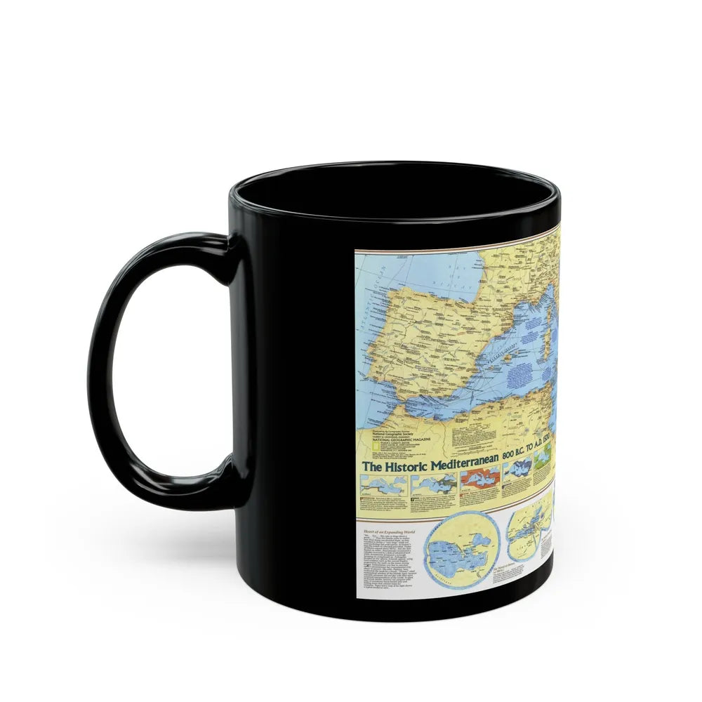 Mediterranean - Historic , 800 BC to AD 1500 (1982) (Map) Black Coffee Mug-Go Mug Yourself