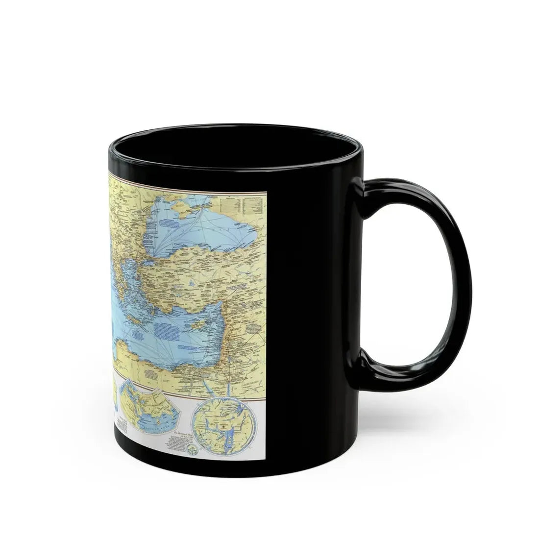 Mediterranean - Historic , 800 BC to AD 1500 (1982) (Map) Black Coffee Mug - Go Mug Yourself