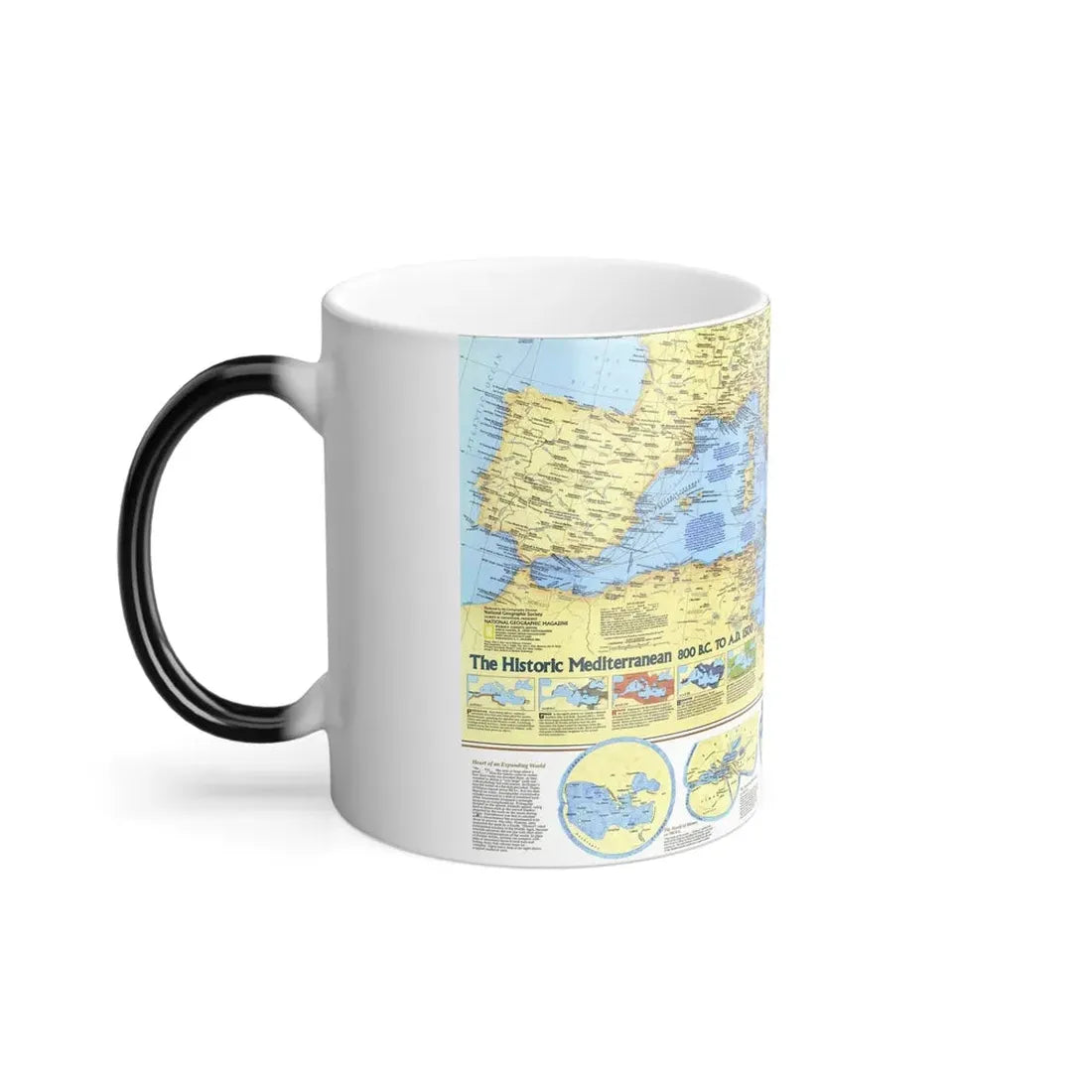 Mediterranean - Historic , 800 BC to AD 1500 (1982) (Map) Color Changing Mug 11oz - Go Mug Yourself
