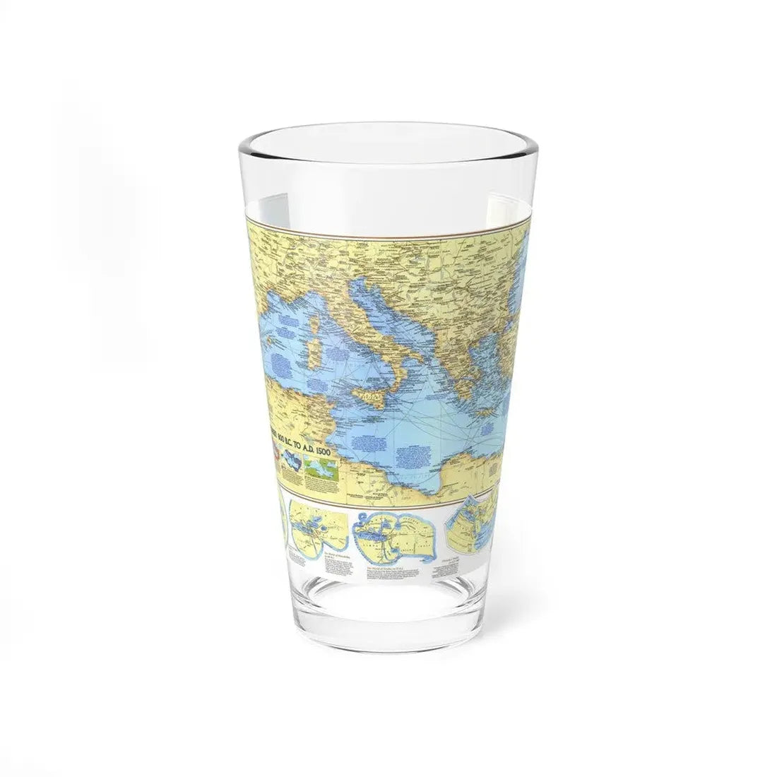 Mediterranean - Historic , 800 BC to AD 1500 (1982) (Map) Pint Glass 16oz 16oz - Go Mug Yourself