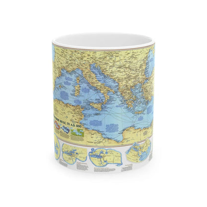 Mediterranean - Historic , 800 BC to AD 1500 (1982) (Map) White Coffee Mug-11oz-Go Mug Yourself