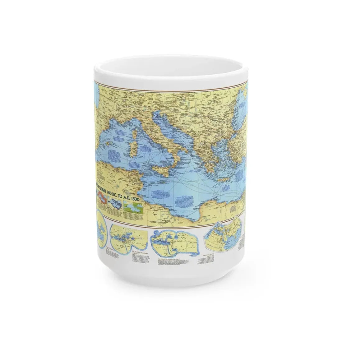 Mediterranean - Historic , 800 BC to AD 1500 (1982) (Map) White Coffee Mug 15oz - Go Mug Yourself