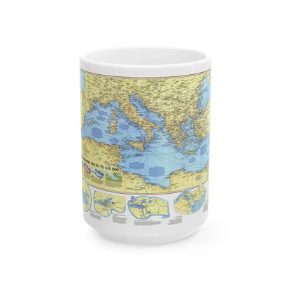 Mediterranean - Historic , 800 BC to AD 1500 (1982) (Map) White Coffee Mug 15oz - Go Mug Yourself