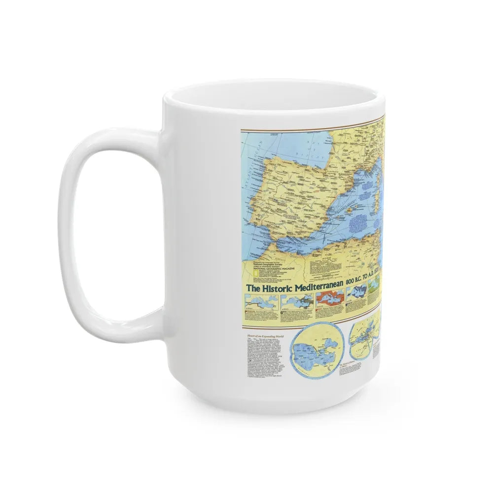 Mediterranean - Historic , 800 BC to AD 1500 (1982) (Map) White Coffee Mug-Go Mug Yourself