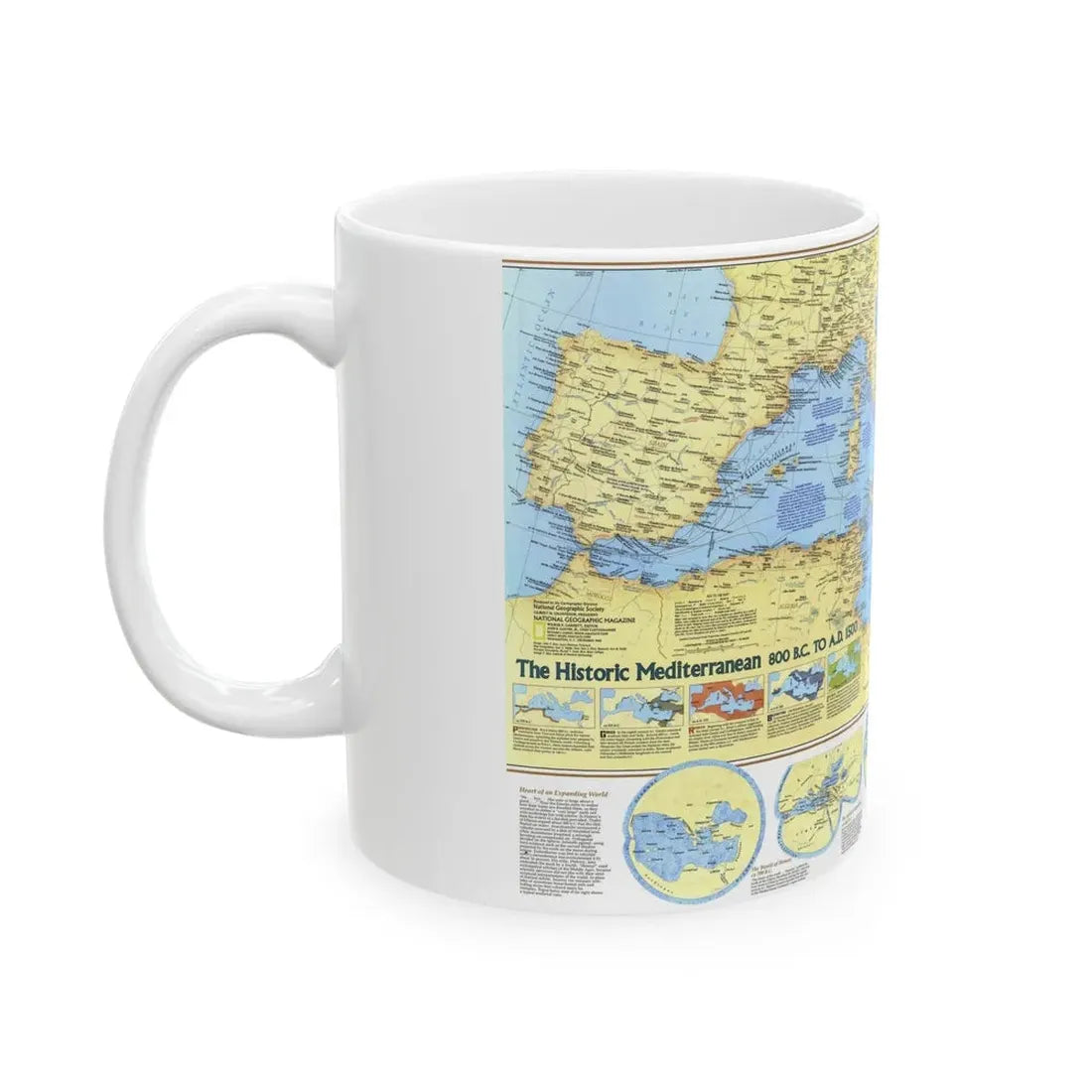 Mediterranean - Historic , 800 BC to AD 1500 (1982) (Map) White Coffee Mug - Go Mug Yourself