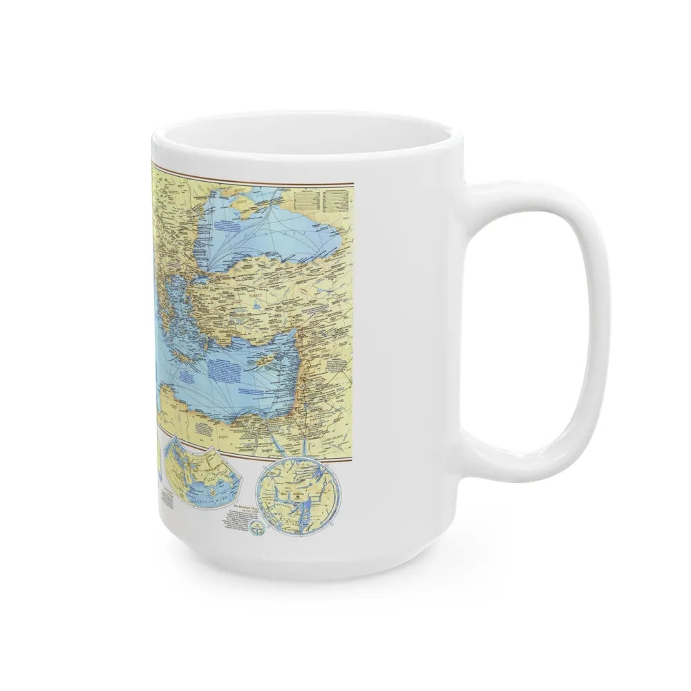 Mediterranean - Historic , 800 BC to AD 1500 (1982) (Map) White Coffee Mug-Go Mug Yourself