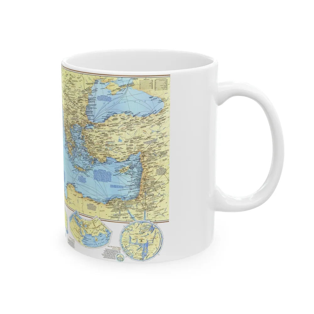 Mediterranean - Historic , 800 BC to AD 1500 (1982) (Map) White Coffee Mug-Go Mug Yourself