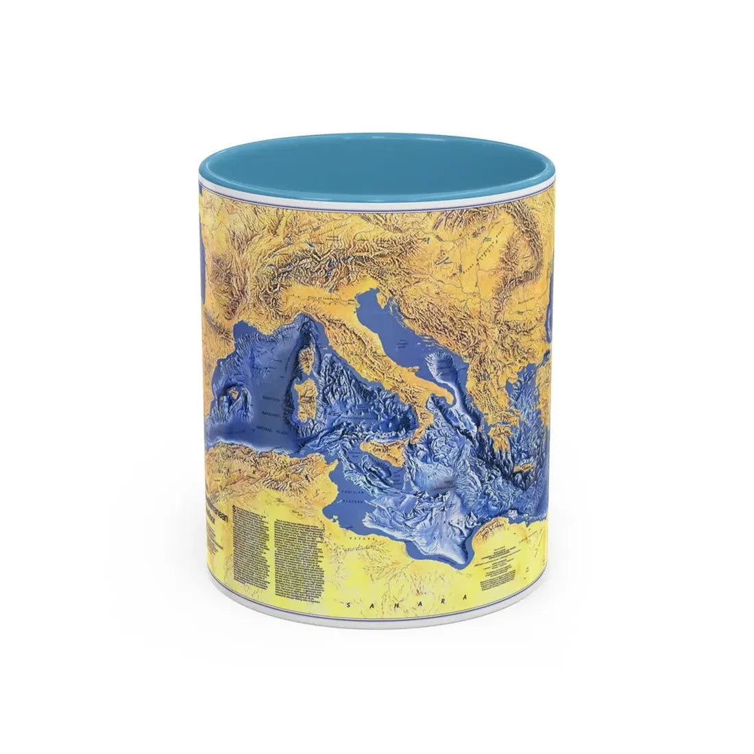 Mediterranean Seafloor (1982) (Map) Accent Coffee Mug 11oz Light Blue - Go Mug Yourself